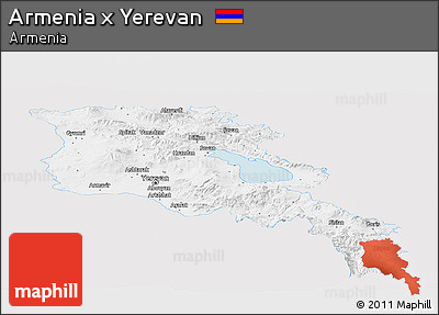 Silver Style Panoramic Map of Armenia X Yerevan, single color outside