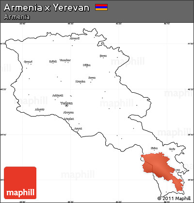 Blank Simple Map of Armenia X Yerevan, cropped outside