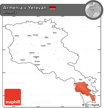 Blank Simple Map of Armenia X Yerevan, cropped outside