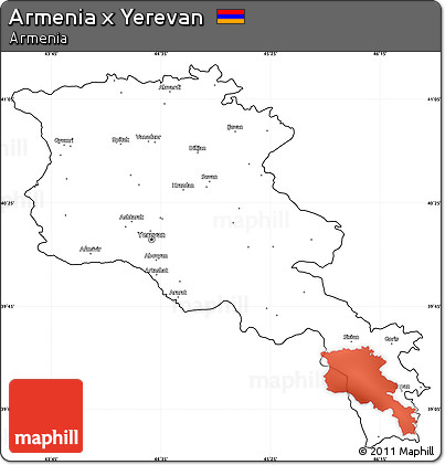 Blank Simple Map of Armenia X Yerevan, cropped outside