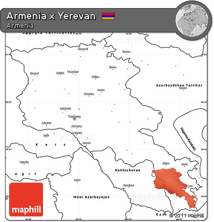 Blank Simple Map of Armenia X Yerevan
