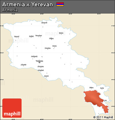 Classic Style Simple Map of Armenia X Yerevan, single color outside