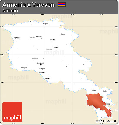 Classic Style Simple Map of Armenia X Yerevan, single color outside