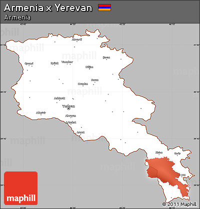 Gray Simple Map of Armenia X Yerevan, cropped outside