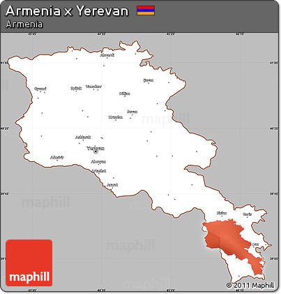 Gray Simple Map of Armenia X Yerevan, cropped outside