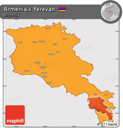 Political Simple Map of Armenia X Yerevan, cropped outside