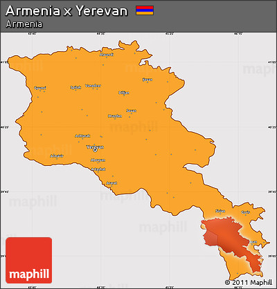 Political Simple Map of Armenia X Yerevan, cropped outside