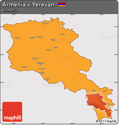 Political Simple Map of Armenia X Yerevan, cropped outside