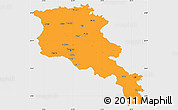 Political Simple Map of Armenia x Yerevan, single color outside