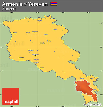 Savanna Style Simple Map of Armenia X Yerevan, cropped outside
