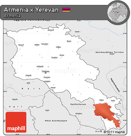 Silver Style Simple Map of Armenia X Yerevan