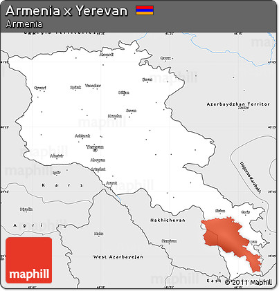 Silver Style Simple Map of Armenia X Yerevan
