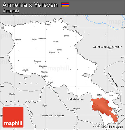 Silver Style Simple Map of Armenia X Yerevan