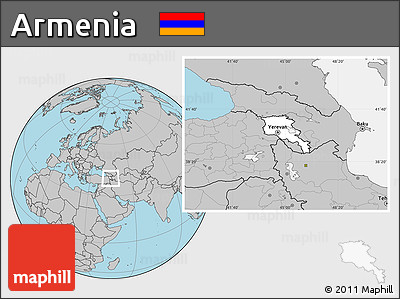 Blank Location Map of Armenia, gray outside