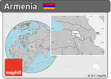 Blank Location Map of Armenia, gray outside