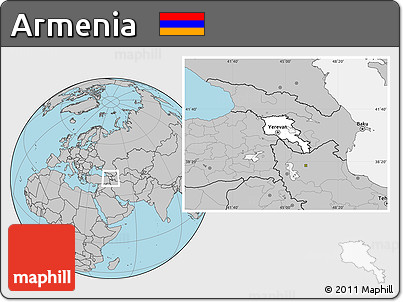 Blank Location Map of Armenia, gray outside