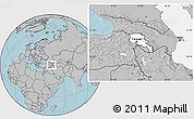 Blank Location Map of Armenia, gray outside, hill shading outside