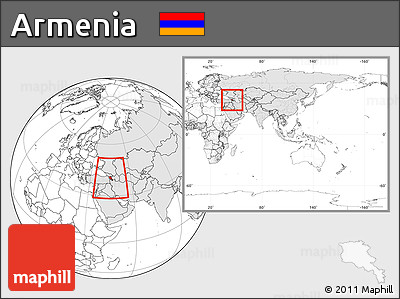 Blank Location Map of Armenia, highlighted continent, within the entire continent