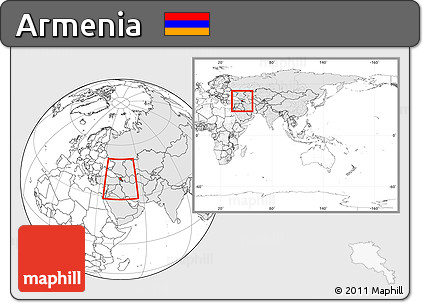 Blank Location Map of Armenia, highlighted continent, within the entire continent