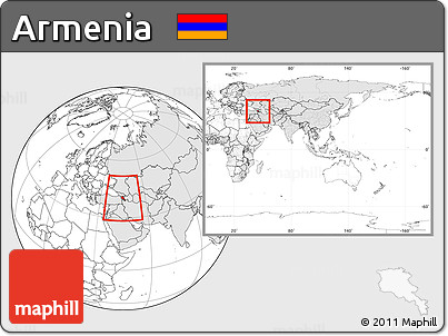 Blank Location Map of Armenia, highlighted continent, within the entire continent