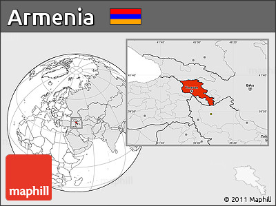 Blank Location Map of Armenia, highlighted continent