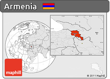 Blank Location Map of Armenia, highlighted continent