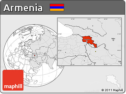 Blank Location Map of Armenia, highlighted continent