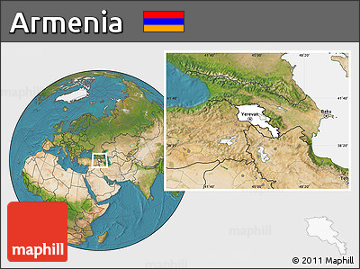 Blank Location Map of Armenia, satellite outside