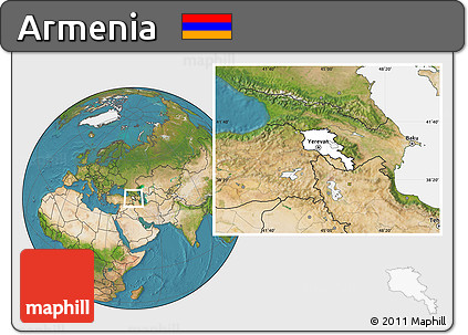 Blank Location Map of Armenia, satellite outside