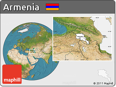 Blank Location Map of Armenia, satellite outside