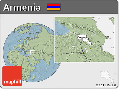 Blank Location Map of Armenia, savanna style outside, hill shading outside