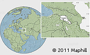 Blank Location Map of Armenia, savanna style outside, hill shading outside