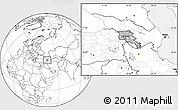 Gray Location Map of Armenia, blank outside, hill shading inside