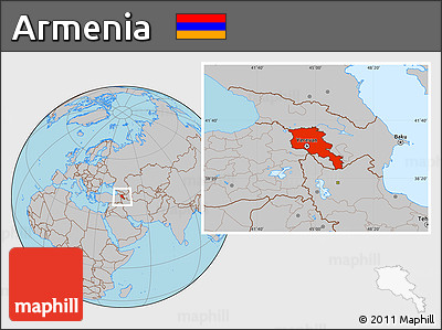 Gray Location Map of Armenia