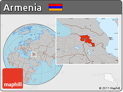 Gray Location Map of Armenia