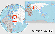 Gray Location Map of Armenia, highlighted continent, within the entire continent