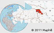 Gray Location Map of Armenia, highlighted continent