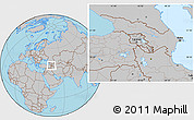 Gray Location Map of Armenia, hill shading inside