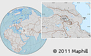 Gray Location Map of Armenia, lighten, desaturated, land only, hill shading