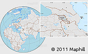 Gray Location Map of Armenia, lighten, desaturated, land only