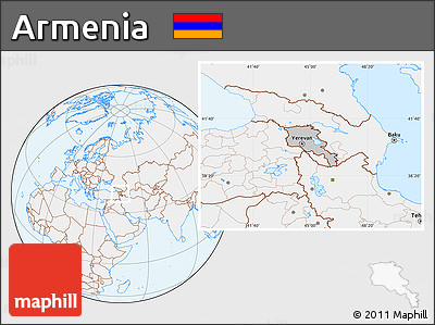 Gray Location Map of Armenia, lighten