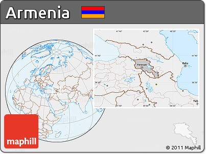 Gray Location Map of Armenia, lighten