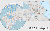 Gray Location Map of Armenia, lighten, land only, hill shading