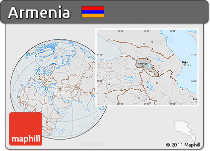 Gray Location Map of Armenia, lighten, semi-desaturated