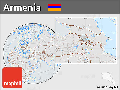 Gray Location Map of Armenia, lighten, semi-desaturated