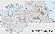 Gray Location Map of Armenia, lighten, semi-desaturated, hill shading