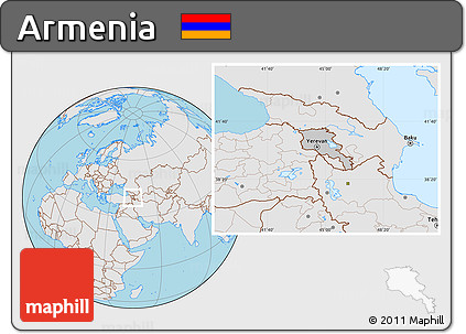 Gray Location Map of Armenia, lighten, semi-desaturated, land only