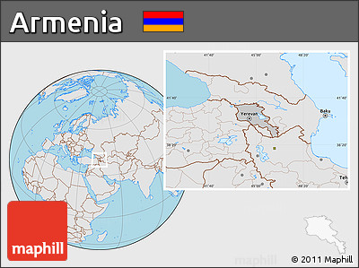 Gray Location Map of Armenia, lighten, semi-desaturated, land only