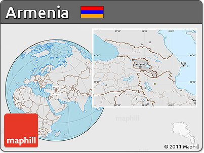 Gray Location Map of Armenia, lighten, semi-desaturated, land only