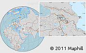 Gray Location Map of Armenia, lighten, semi-desaturated, land only, hill shading